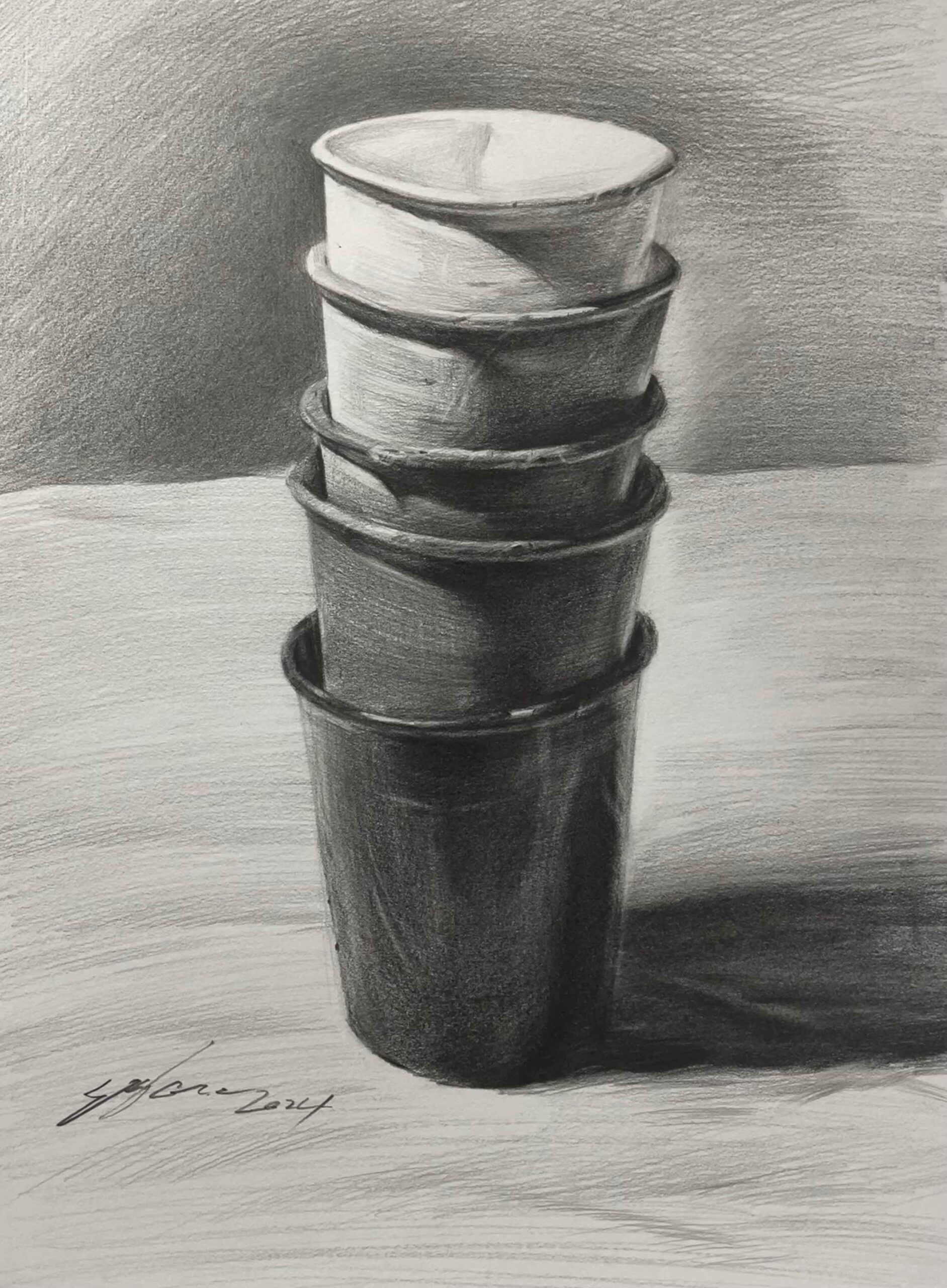 基礎デッサン：紙コップの描き方 by AZUMAs美術学院 | 大阪絵画教室/美